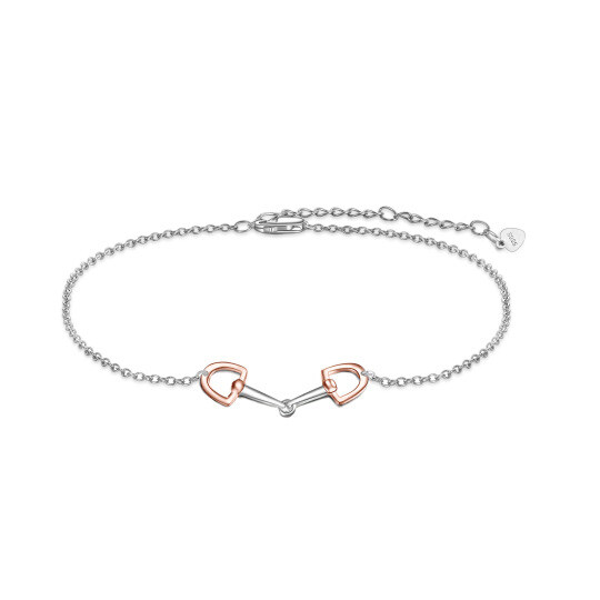 Zweifarbiges Armband aus Sterlingsilber mit Hufeisenanhänger