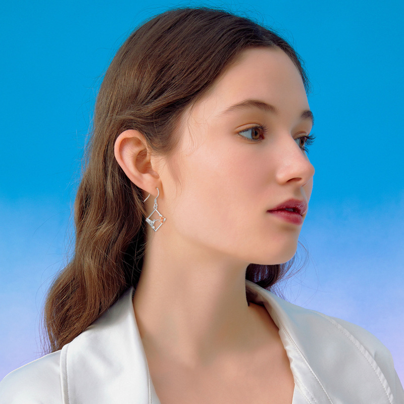 Sterling Silver Two-tone Hummingbird Drop Earrings-2