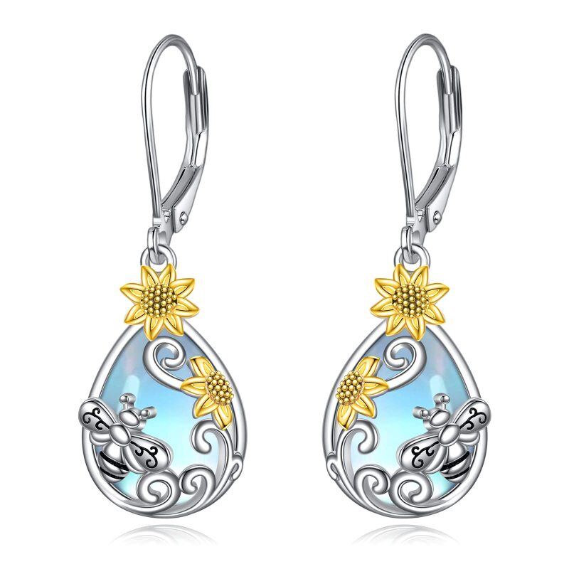 Sterling Silver Two-tone Hummingbird Lever-back Earrings