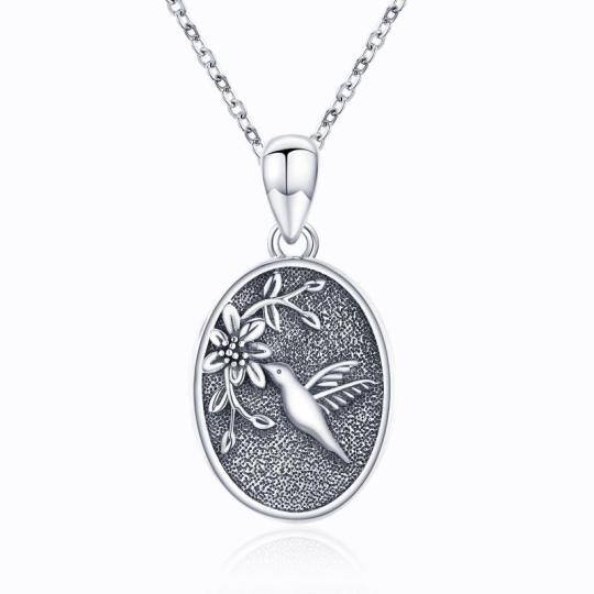 Sterling Silver Two-tone Hummingbird Pendant Necklace