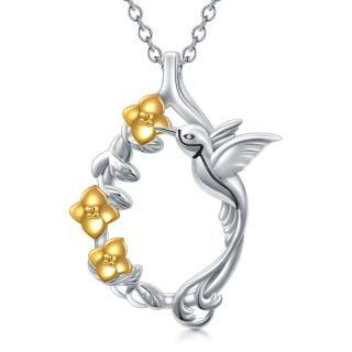 Sterling Silver Two-tone Hummingbird Pendant Necklace-59