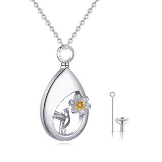 Sterling Silver Two-tone Hummingbird Urn Necklace for Ashes-46