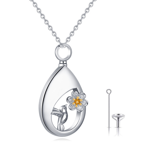 Sterling Silver Two-tone Hummingbird Urn Necklace for Ashes