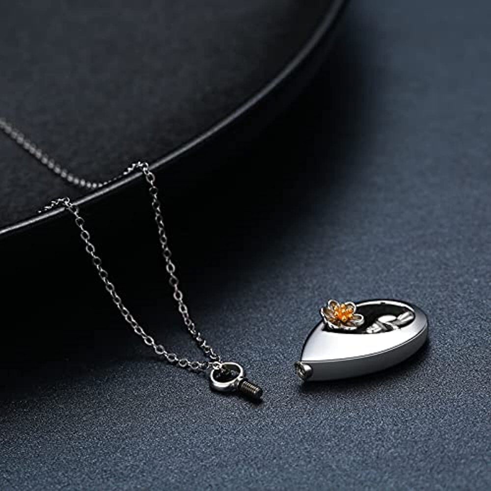 Sterling Silver Two-tone Hummingbird Urn Necklace for Ashes-4