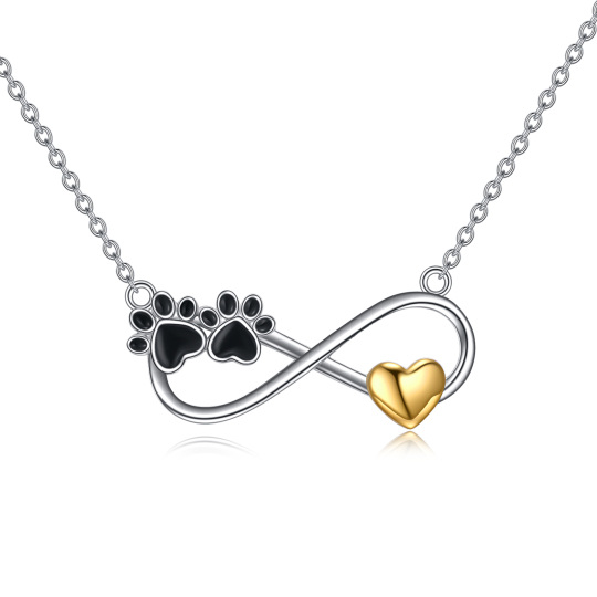 Collier pendentif symbole infini bicolore en argent sterling