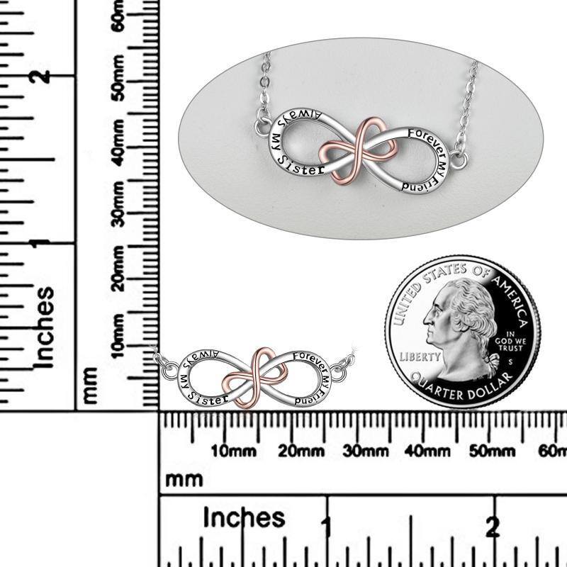 Zweifarbige Halskette mit Unendlichkeitssymbol-Anhänger aus Sterlingsilber mit eingraviertem Wort-3