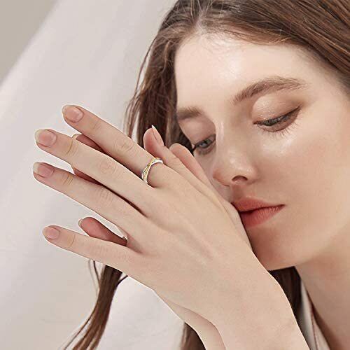 Anello bicolore in argento sterling con simbolo dell'infinito e parola incisa-2