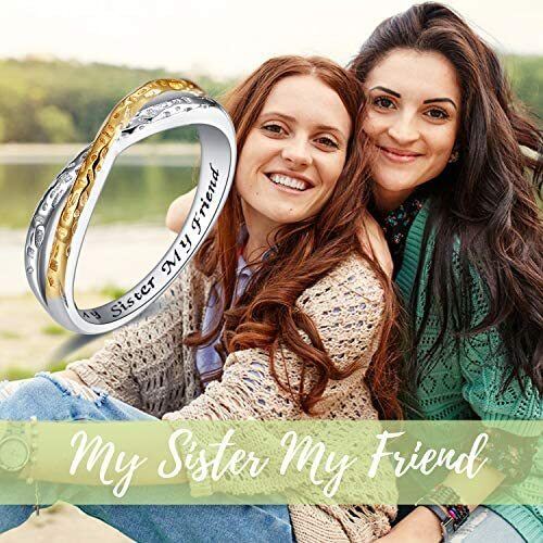 Anello bicolore in argento sterling con simbolo dell'infinito e parola incisa-6