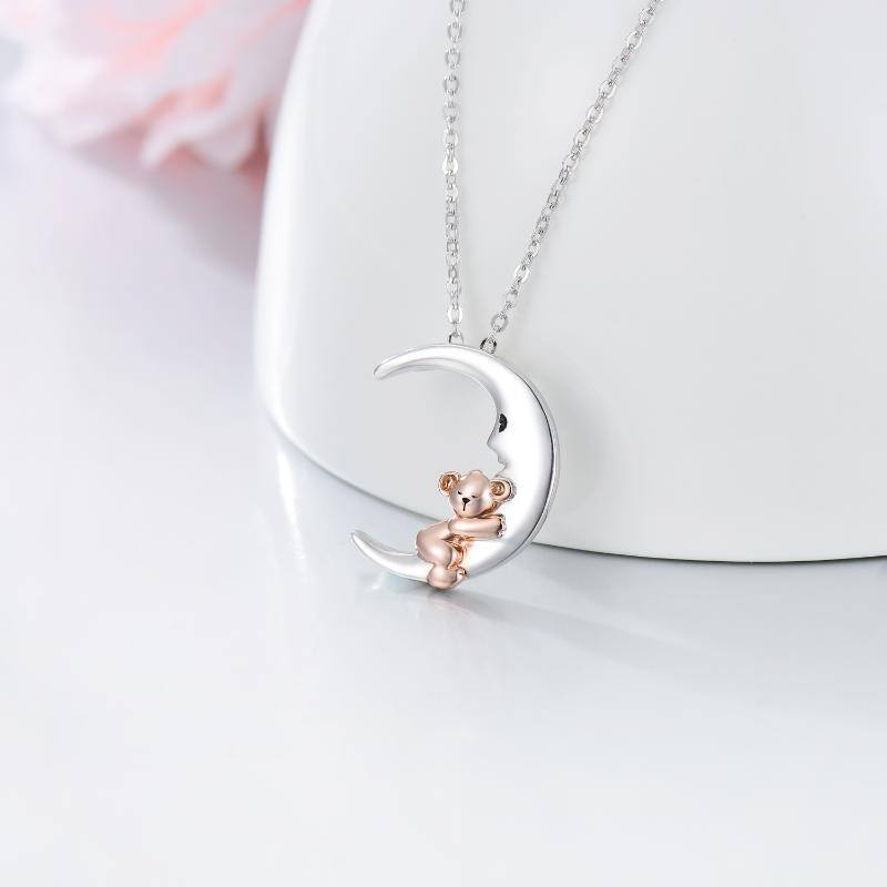 Sterling Silver Two-tone Koala Bear & Moon Pendant Necklace Gift for Kids-3