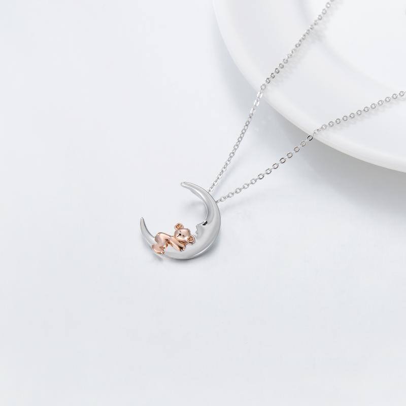 Sterling Silver Two-tone Koala Bear & Moon Pendant Necklace Gift for Kids-4