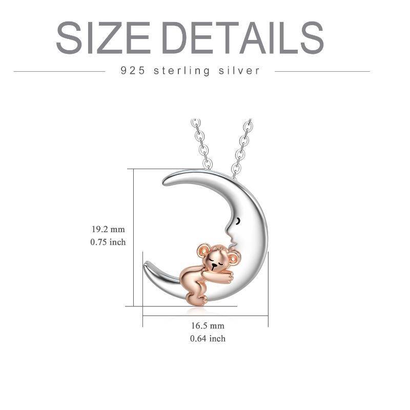 Sterling Silver Two-tone Koala Bear & Moon Pendant Necklace Gift for Kids-5