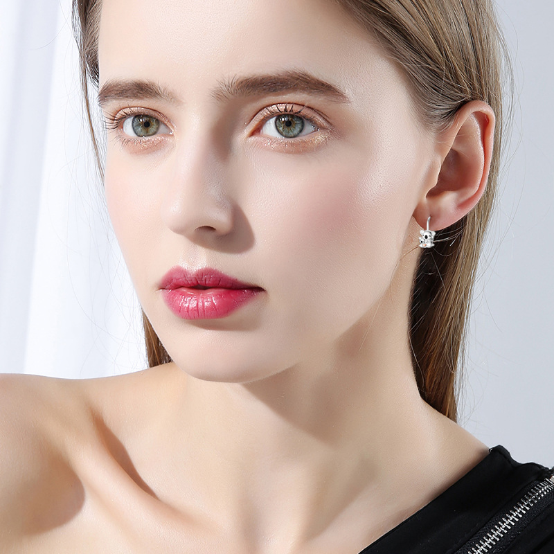 Brincos de prata esterlina com dois tons de Koala com fecho de alavanca-3