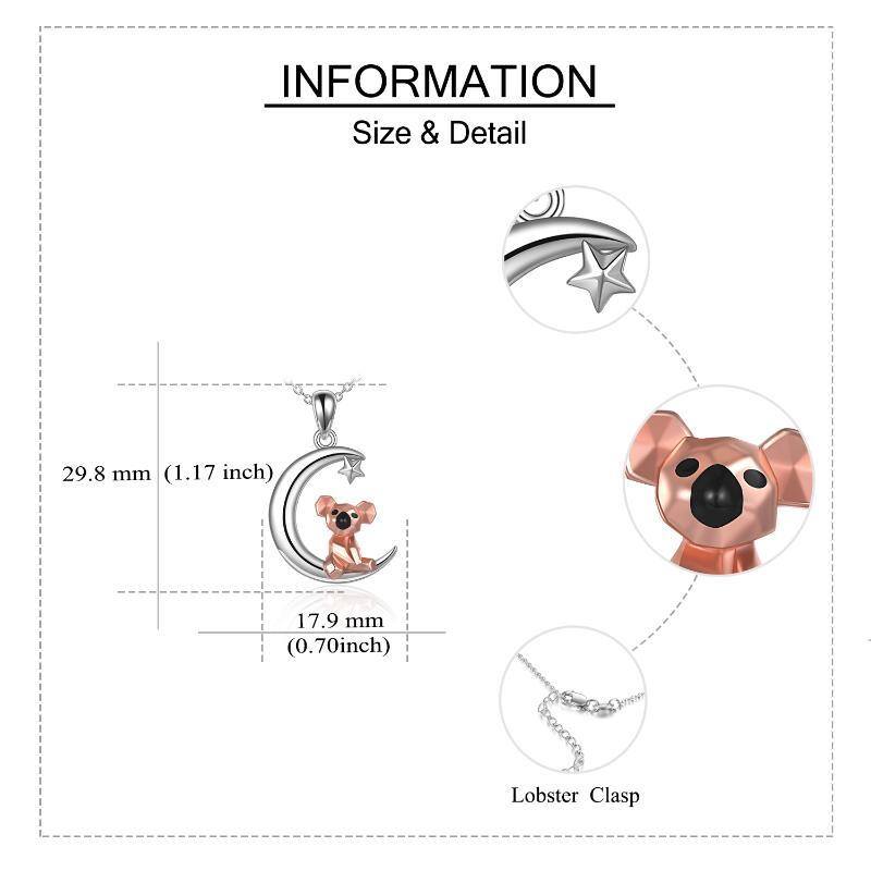 Sterling Silber zweifarbiger Koala & Mond Anhänger Halskette-5