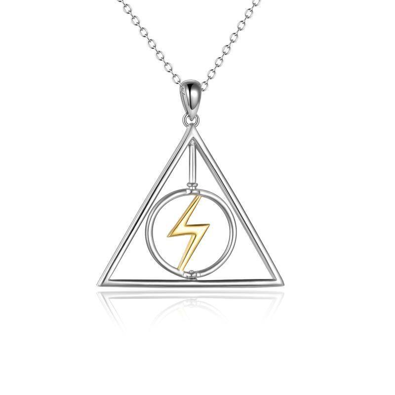 Sterling Silver Two-tone Lightning Pendant Necklace-1