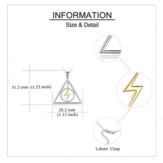 Sterling zilveren tweekleurige bliksem hanger ketting-5