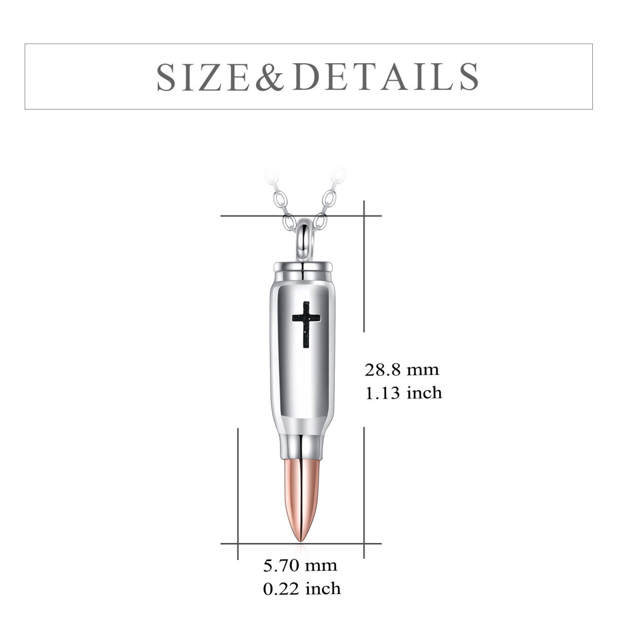 Srebrny, dwukolorowy naszyjnik na urnę z krzyżem na prochy-5