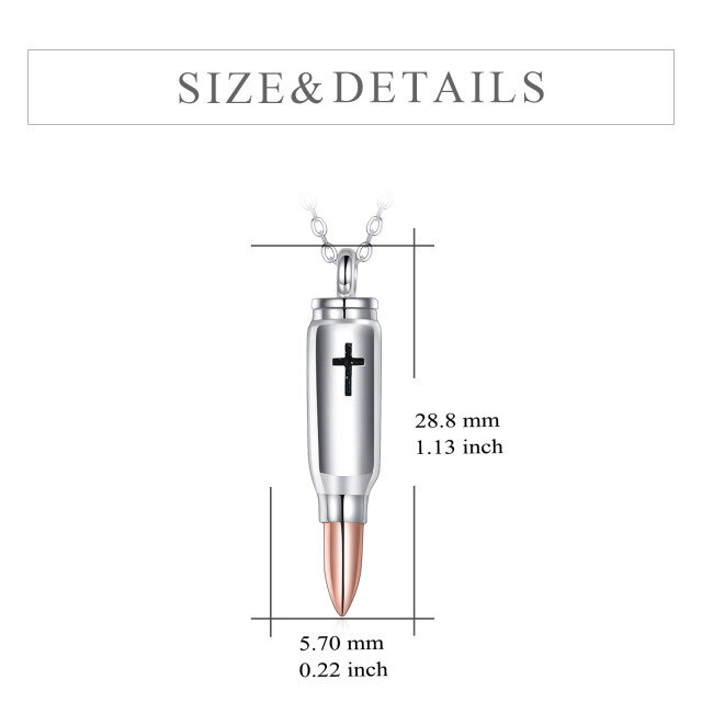 Sterling Silber zweifarbig Lippenstift Kreuz Urne Halskette für Asche-5