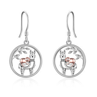 Sterling Silver Two-tone Llama & Sloth Drop Earrings-35