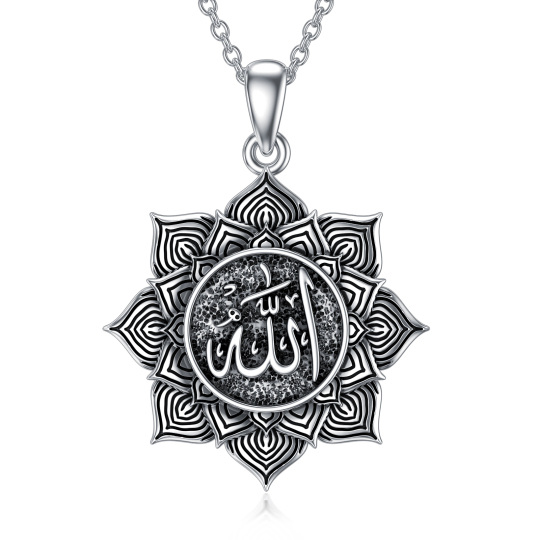 Collier en argent sterling avec pendentif Lotus bicolore pour hommes