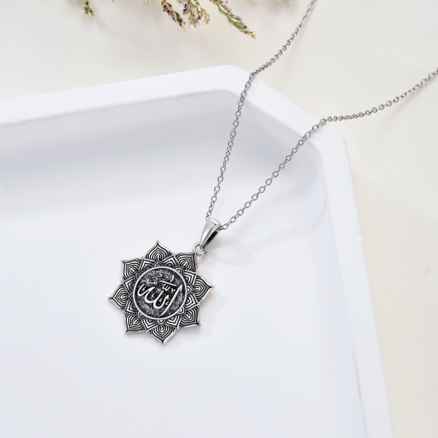 Collier en argent sterling avec pendentif Lotus bicolore pour hommes-3