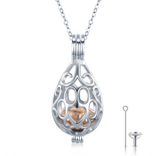 Sterling Silver Two-tone Lotus Urn Necklace for Ashes-34