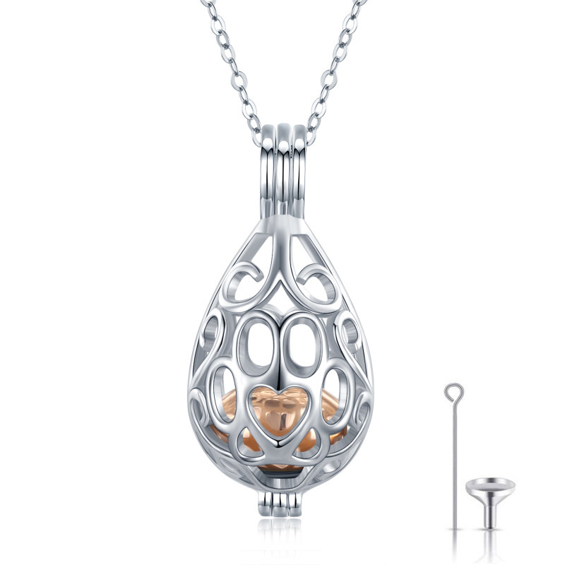 Sterling Silver Two-tone Lotus Urn Necklace for Ashes-14