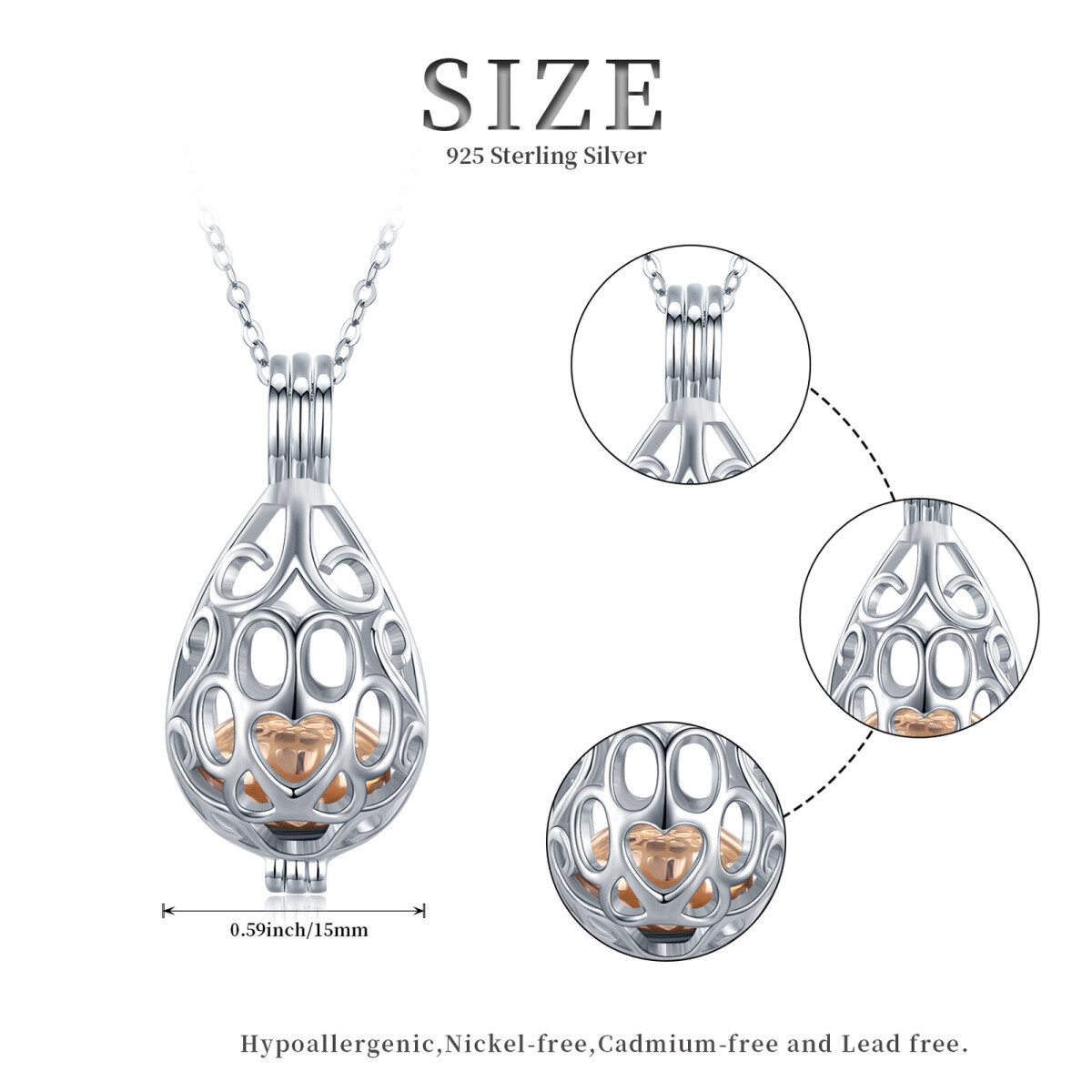 Sterling zilveren tweekleurige lotus urnenketting voor as-6