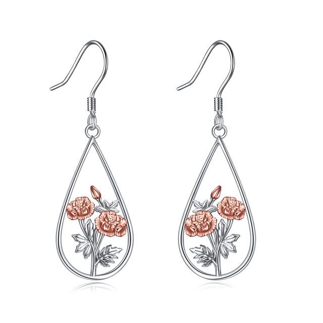 Sterling Silver Two-tone Marigold Drop Earrings-3