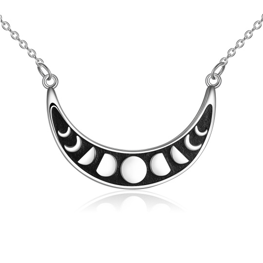 Sterling Silver Two-tone Moon Pendant Necklace