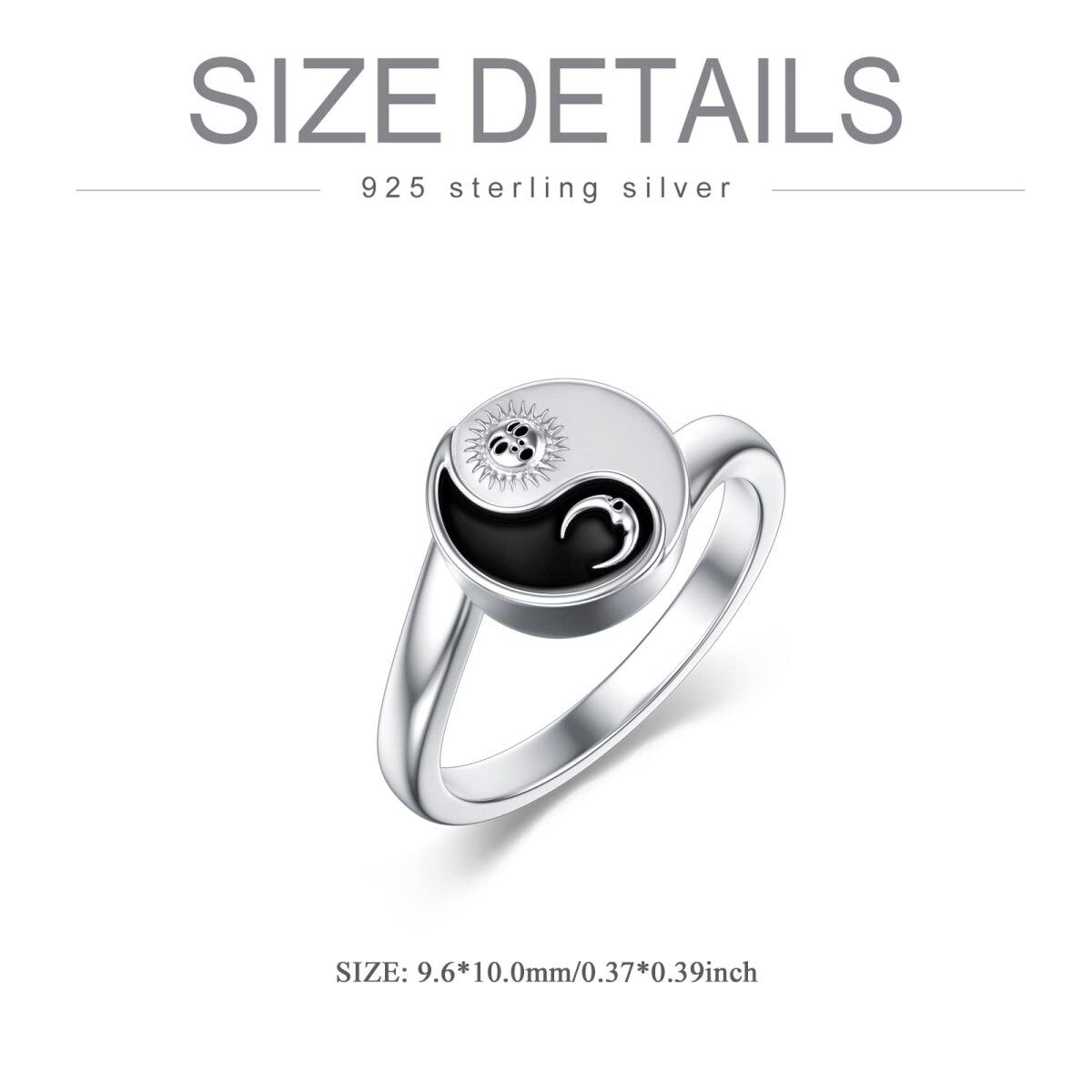 Sterling Silver Two-Tone Moon & Sun Yin Yang Rings-6