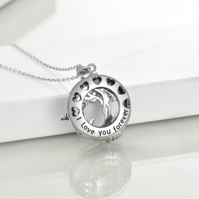 Collana con ciondolo in argento sterling bicolore con pietra di luna e cristallo, colibrì e albero della vita-4