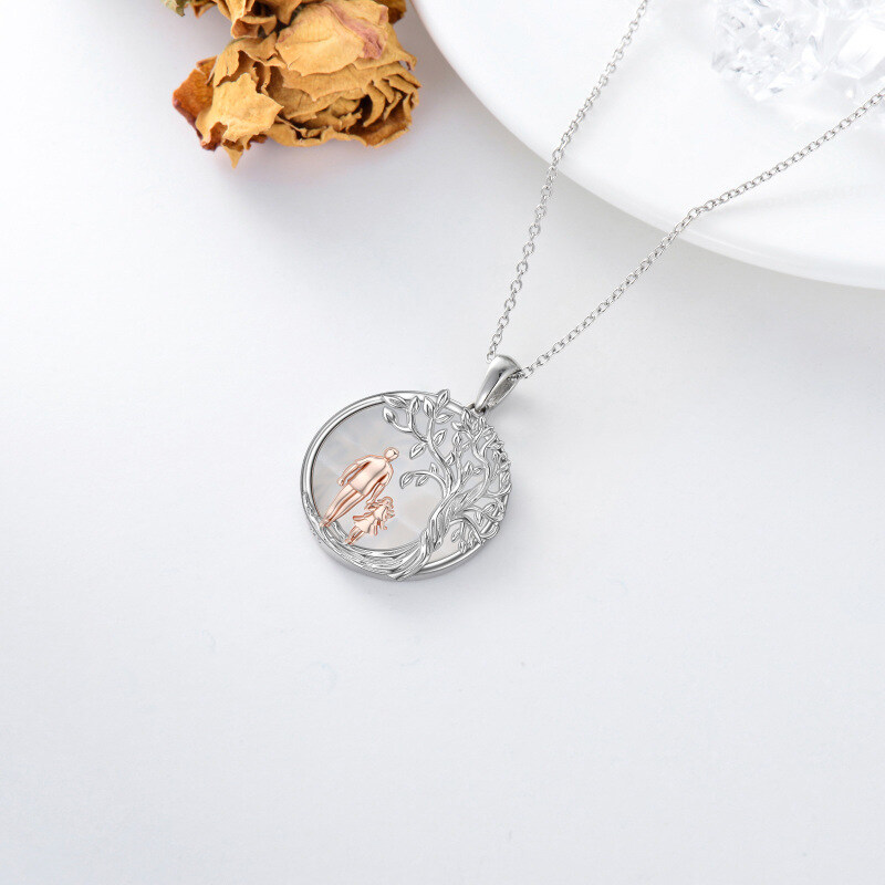 Sterling Silver Two-tone Moonstone Tree Of Life Father & Daughter Pendant Necklace-4