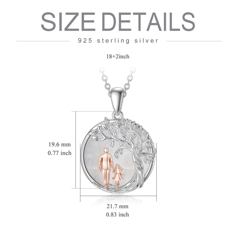 Sterling Silver Two-tone Moonstone Tree Of Life Father & Daughter Pendant Necklace-5
