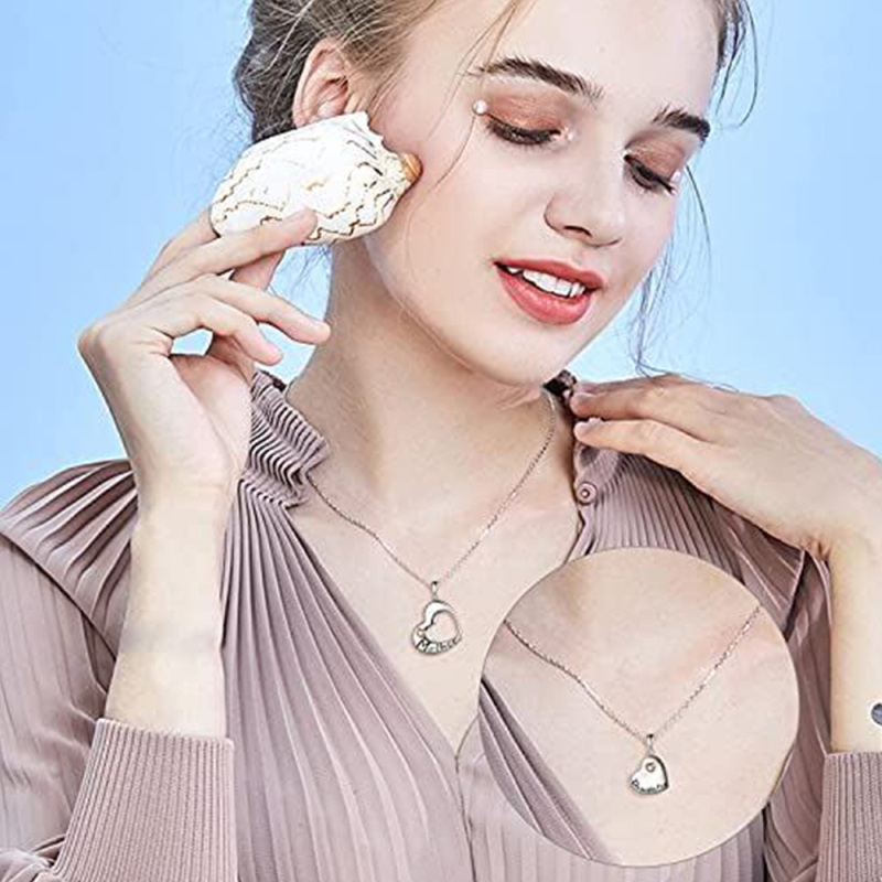 Sterling Silver Two-tone Mother & Daughter Heart Necklace Set for Women Men-2