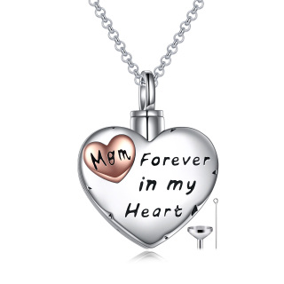 Sterling Silver Two-tone Mother Urn Necklace for Ashes with Engraved Word-41