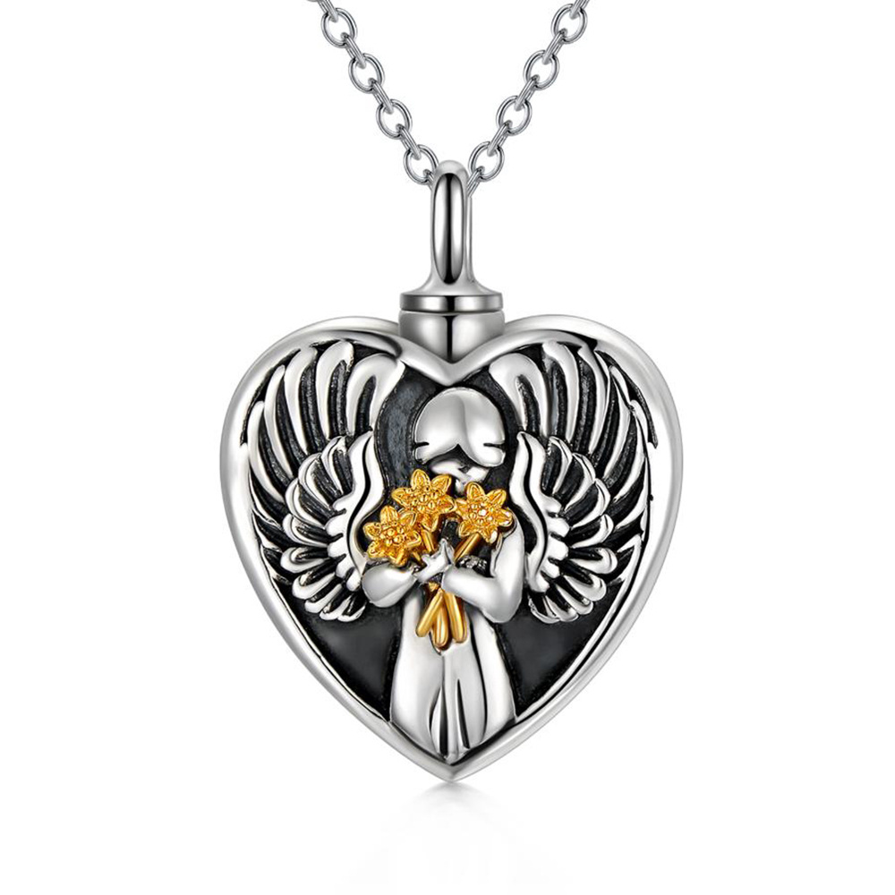 Sterling Silver Two-tone Mother Urn Necklace for Ashes-1