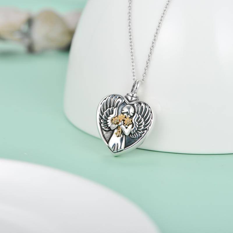 Sterling Silver Two-tone Mother Urn Necklace for Ashes-3