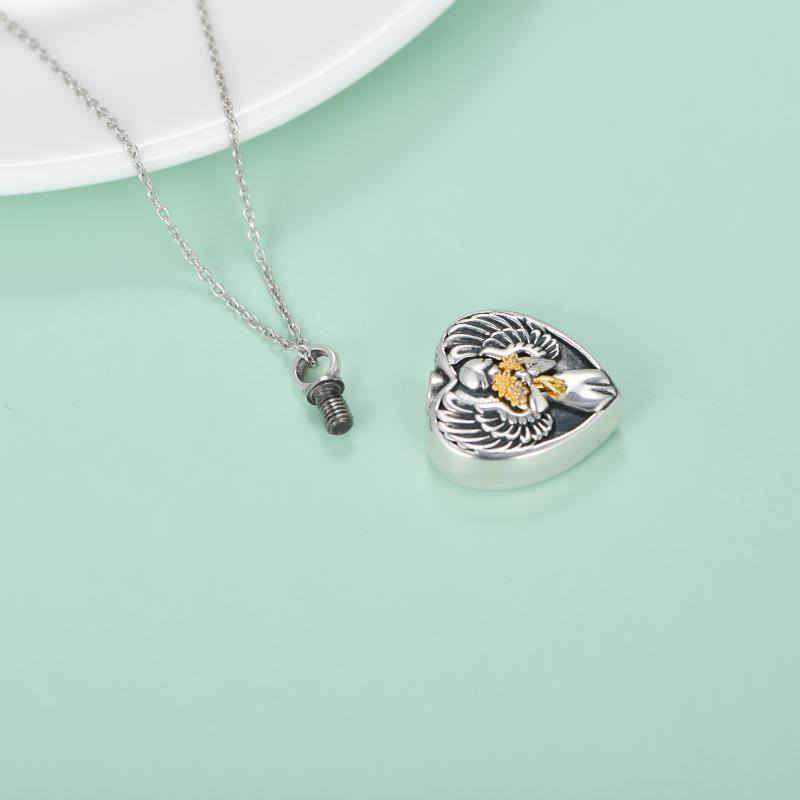 Sterling Silver Two-tone Mother Urn Necklace for Ashes-6