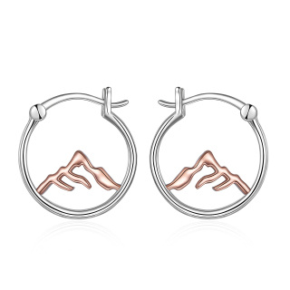 Sterling Silver Two-tone Mountains Drop Earrings-34