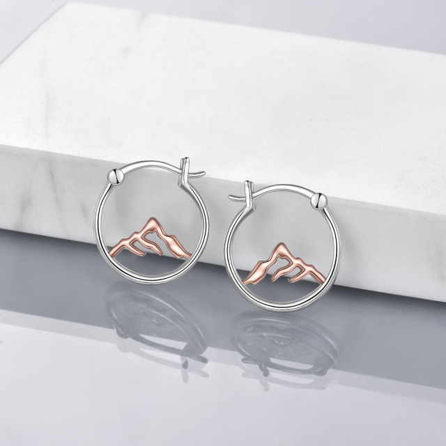 Sterling Silver Two-tone Mountains Drop Earrings-3