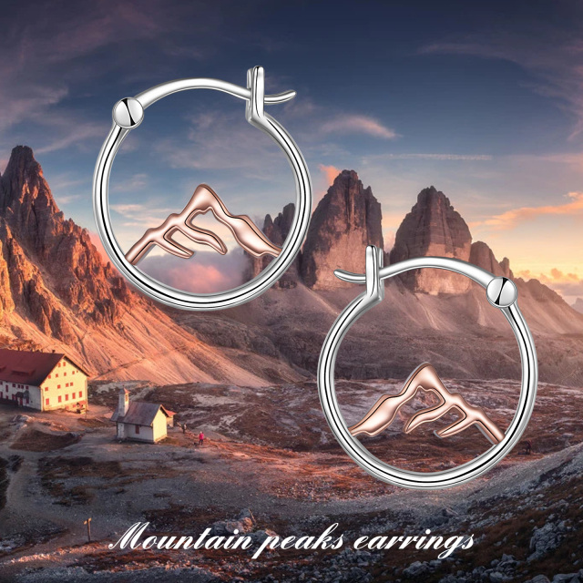 Sterling Silver Two-tone Mountains Drop Earrings-6