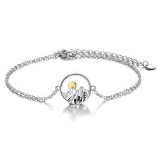 Sterling Silver Two-tone Mountains Pendant Bracelet-37