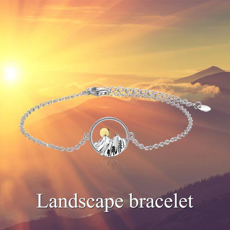 Bracelet en argent sterling avec pendentif montagnes bicolores-3