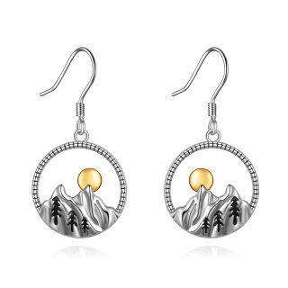 Sterling Silver Two-tone Mountains & Sun Drop Earrings-20