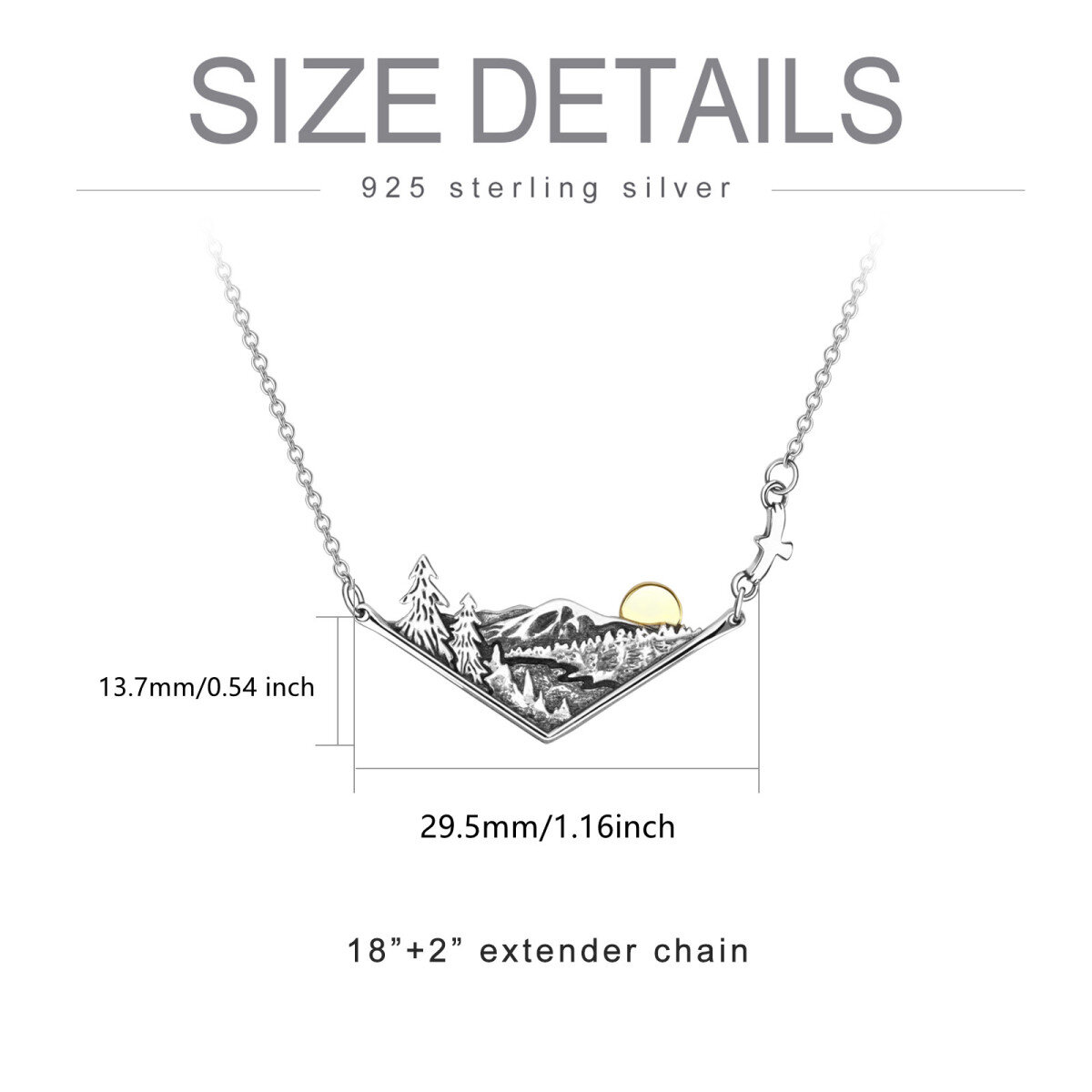 Sterling Silver Two-tone Mountains & Sun Urn Necklace for Ashes-5