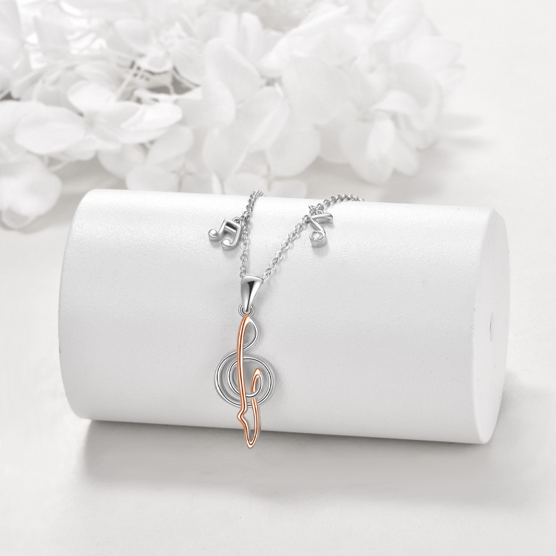Sterling Silver Two-tone Music Symbol Pendant Necklace for Women-3