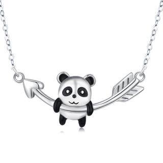 Sterling Silver Two-tone Panda & Arrow Pendant Necklace-42