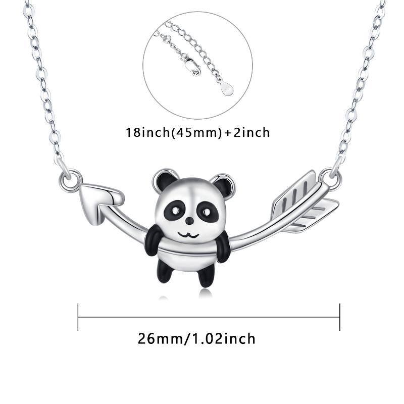 Collier en argent sterling avec pendentif panda et flèche bicolore-4