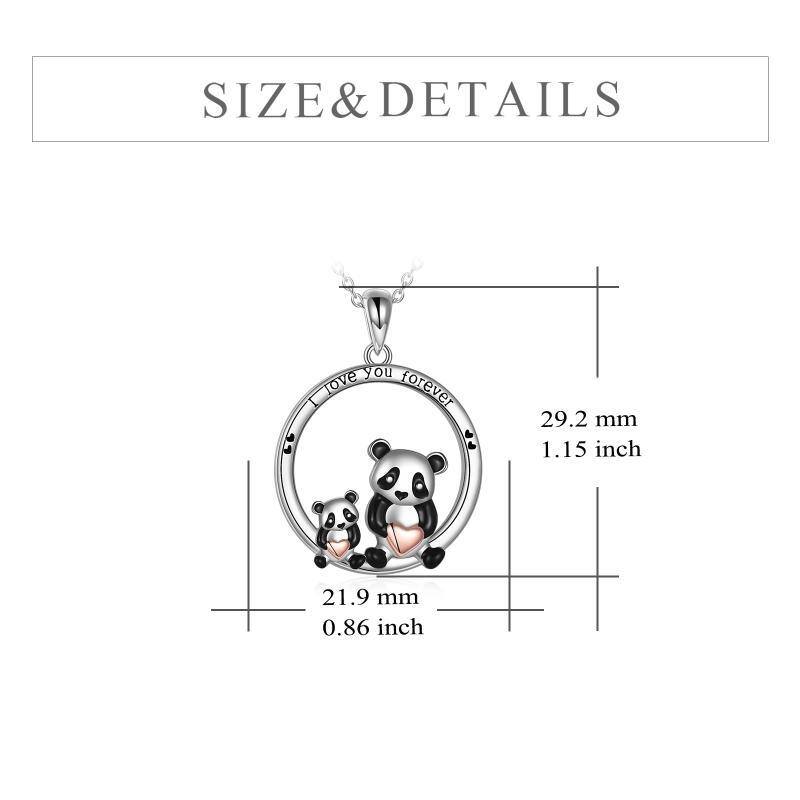 Collana con ciondolo panda bicolore in argento sterling con parola incisa-4