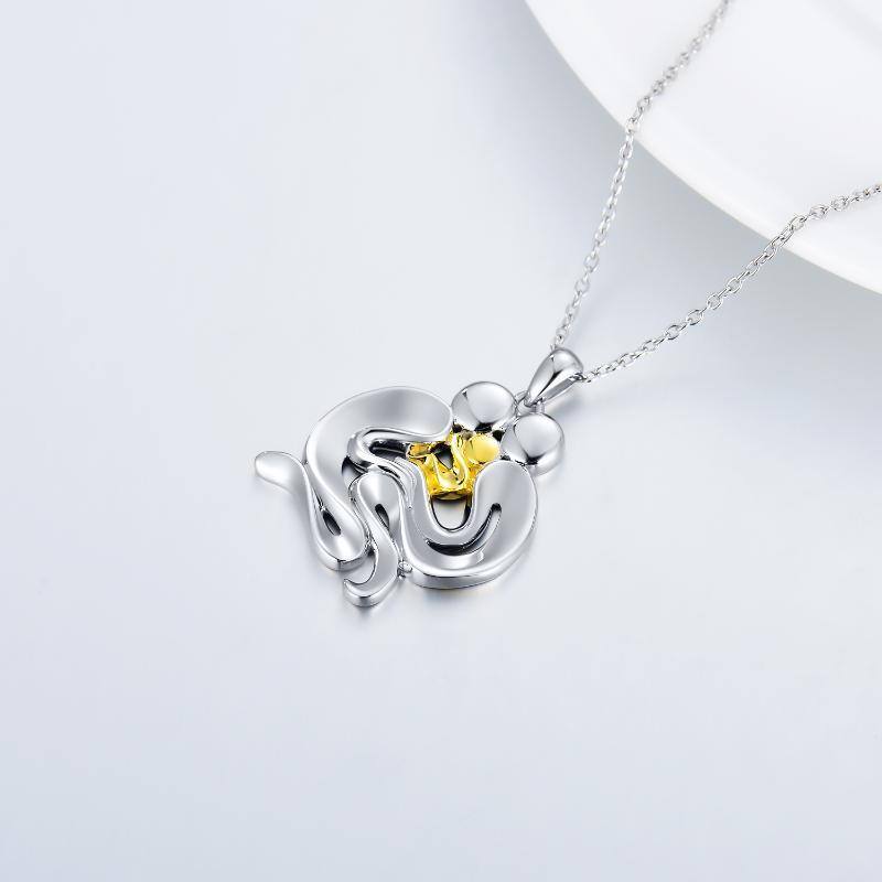 Sterling Silver Two-tone Parents & Children Pendant Necklace-4